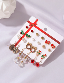 Fashion Snowflake Set Of 12 Santa Claus Bell Christmas Tree Earrings