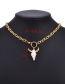 Fashion Gold Titanium Steel Thick Chain Bull Head Necklace