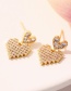 Fashion Golden-2 Copper Inlaid Zirconium Heart Earrings