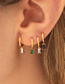 Fashion Green Gold Alloy Inlaid Square Diamond Geometric Earrings
