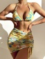 Fashion Printing Three-piece Swimsuit With Floral Triangle Cup Print Strappy