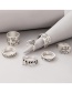 Fashion Silver Alloy Bull Head Cactus Butterfly Print Ring Set