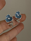 Fashion Blue Alloy Oil Drop Flower Bird Earrings