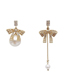 Fashion Gold Alloy Bow Pearl Earrings