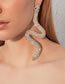 Fashion Silver Snake-shaped Metal Earrings With Diamonds