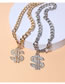 Fashion Gold Alloy Diamond Dollar Symbol Chain Pet Necklace