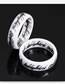 Fashion White Ceramic Rune Print Ring Set