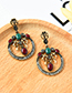 Fashion Green Alloy Geometric Ring Hanging Bead Earrings