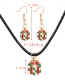 Fashion Color Alloy Pearl Christmas Crescent Earrings Necklace Set