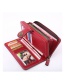 Fashion Brown Oil Leather Hollow Sun Flower Buckle Large-capacity Card Holder