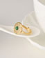 Fashion Gold Titanium Steel Round Face Inlaid Green Pine Ring