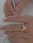 Fashion Gold Titanium Steel Inlaid Green Pine Bee Open Ring