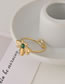 Fashion Gold Titanium Steel Inlaid Green Pine Bee Open Ring