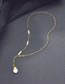 Fashion Gold Titanium Steel Pearl Y-shaped Necklace