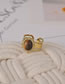 Fashion Gold Titanium Steel Inlaid Amber Pine Open Ring