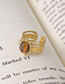 Fashion Gold Titanium Steel Inlaid Amber Pine Open Ring