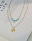 Fashion Gold Titanium Steel Round Face Geometric Turquoise Double Necklace
