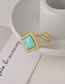 Fashion Gold Titanium Steel Inlaid Turquoise Lace Square Ring