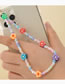 Fashion Color Color Pearl Beaded Soft Ceramic Flower Mobile Phone Chain
