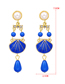 Fashion Blue Alloy Diamond Drop Oleoresin Shell Stud Earrings