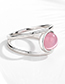 Fashion White Gold Color Metal Inlaid Love Opal Double Ring