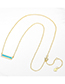 Fashion Yellow Gold Color Metal Inlaid Opal One-line Necklace