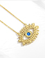 Fashion Rose Gold Color Metal Inlaid Opal And Diamond Geometric Eye Necklace