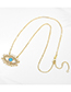 Fashion Rose Gold Color Metal Inlaid Opal And Diamond Geometric Eye Necklace