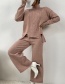 Fashion Pink Jacquard Knitted Half Turtleneck Sweater Wide-leg Trousers