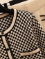 Fashion Apricot Check Pattern Round Neck Button Cardigan Knitted Trousers Suit