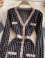 Fashion Black Geometric Texture Buttoned Pocket Dress