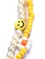 Fashion Gold Color Rice Beads Flower Smiley Love Multilayer Necklace