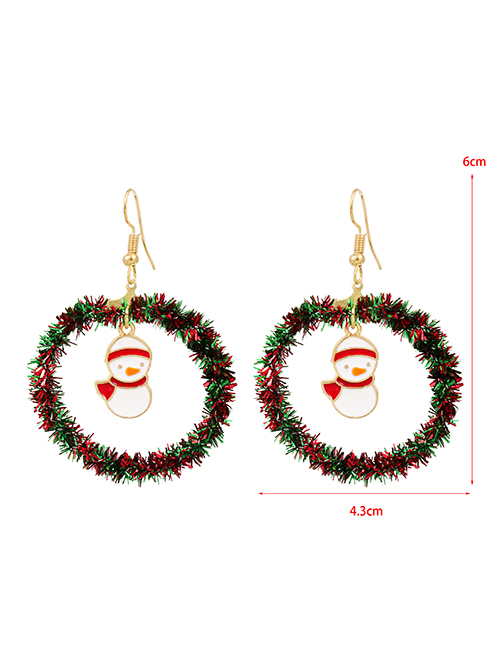 Fashion Snowman Alloy Ribbon Circle Christmas Earrings