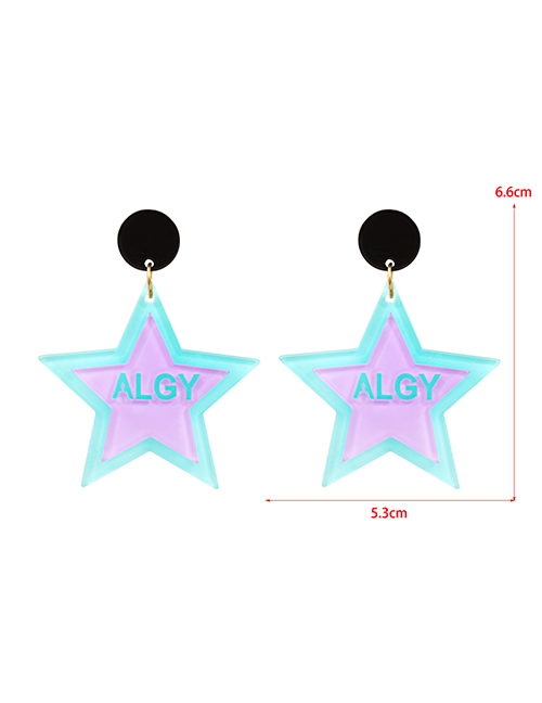 Fashion Purple Resin Letter Five-pointed Star Earrings