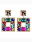 Fashion Jin Cai Alloy Diamond Square Earrings