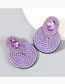 Fashion Color Geometric Oval Diamond Elastic Wire Braided Round Earrings