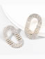 Fashion Silver Color Alloy Diamond Oval Geometric Stud Earrings