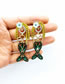 Fashion Color Metal Mermaid Earrings With Colored Diamonds