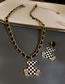 Fashion Little Bear. Necklace Alloy Diamond Checkered Bear Leather Winding Necklace
