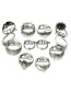 Fashion Silver Color Alloy Hollow Flower Elephant Love Ring Set