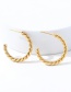 Fashion Twisted C-shaped 25mm Gold Color Stainless Steel Twisted C-shaped Ear Ring