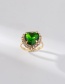 Fashion Green Alloy Diamond Peach Heart Ring
