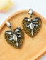 Fashion Gun Black Alloy Diamond Butterfly Rice Bead Love Stud Earrings