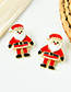 Fashion Red Alloy Dripping Pearl Santa Stud Earrings