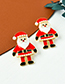 Fashion Red Alloy Dripping Pearl Santa Stud Earrings
