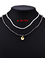 Fashion Grey Pearl Beaded Alloy Geometric Pendant Double Necklace
