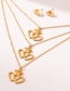 Fashion Gold Titanium Steel Multi-layer Crown Love Necklace And Earrings Set