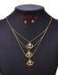 Fashion Gold Titanium Steel Multi-layer Crown Love Necklace And Earrings Set