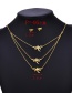 Fashion Gold Titanium Steel Multi-layer Dragonfly Necklace And Earrings Set