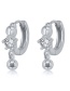 Fashion Silver Color Copper And Diamond Round Bead Earrings